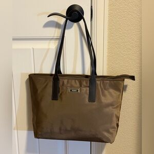 Tumi olive nylon tote
